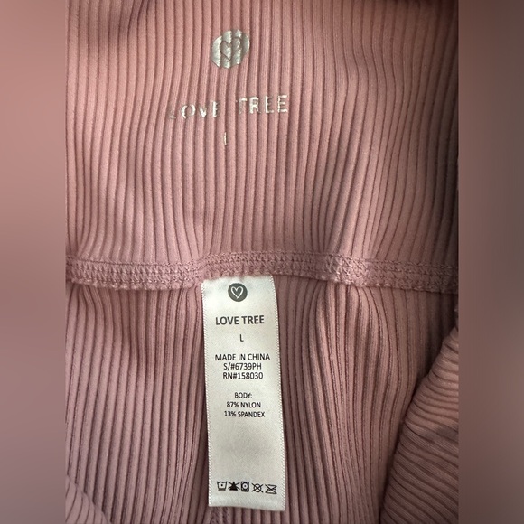 Love Tree Ribbed Biker Shorts in Pink - Size large - Picture 3 of 4